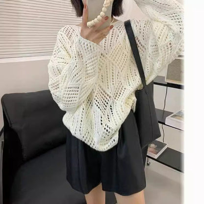 Damen Strickpullover Netzdesign Luftiger Norvielle