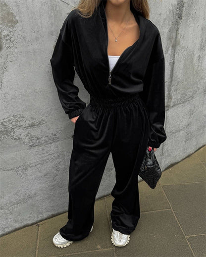 Damen Velours-Jumpsuit Elegantes Design