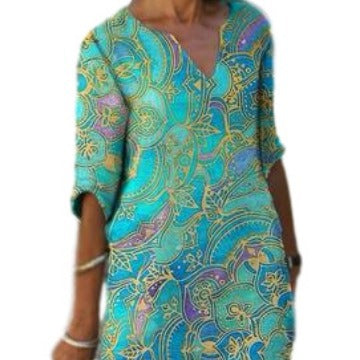 Damen Leichtkleid V-Ausschnitt Bunt Norvielle - Norvielle