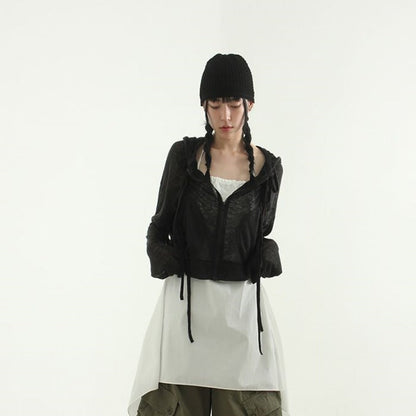 Damen Cropped Kapuzenjacke Reißverschluss Norvielle - Norvielle