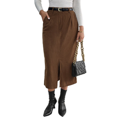 Damen Maxirock Eleganter Schlitz Baumwolle