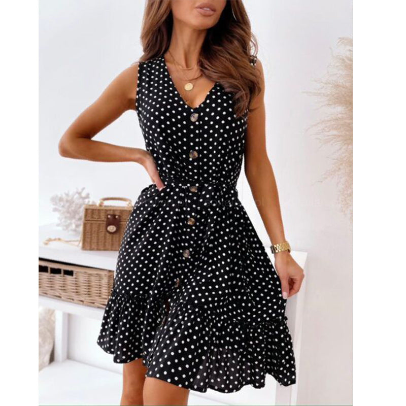 Damen Wickelkleid Punkte Taillengürtel Norvielle