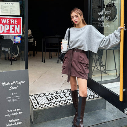 Damen Oversized Pullover Voluminöse Ärmel Norvielle