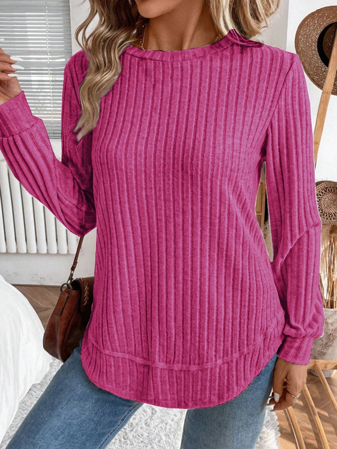 Damen Strickpullover Lässig Vertikalstreifen Norvielle