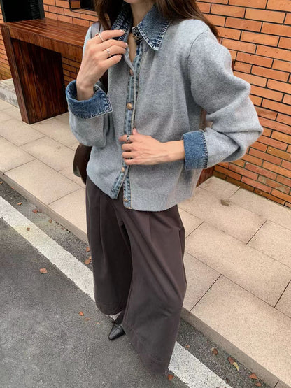Damen Strickjacke Norvielle mit Kragen und Knöpfen Elegantes Design