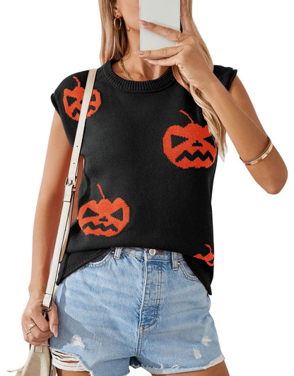 Damen Strickpullover Halloween Motiv Norvielle
