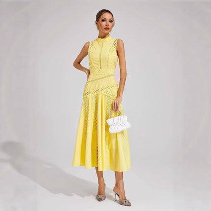 Damen Midi-Kleid Spitzenakzente Norvielle