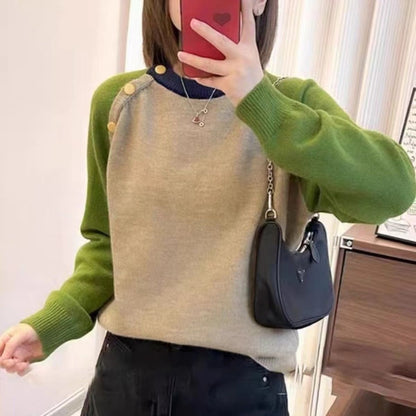 Damen Strickpullover Große Knöpfe Norvielle