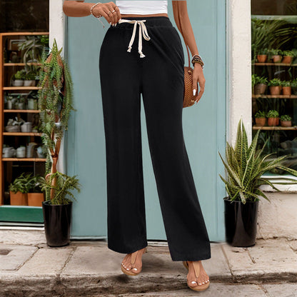 Damen Palazzo-Hose Elastischer Bund Seitentaschen Norvielle