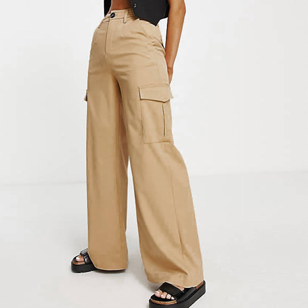 Damen Cargo-Hose Praktische Seitentaschen Lässiger Schnitt Beige