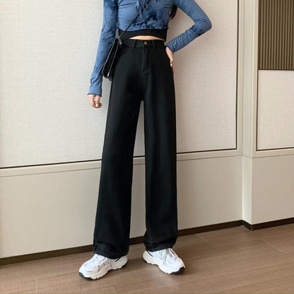 Damen Weite Denim-Hose Hochbund Norvielle