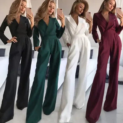 Damen Jumpsuit Figurbetont Weites Bein Norvielle