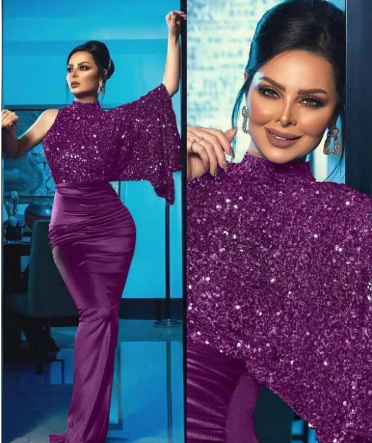 Damen Abendkleid Funkelndes Oberteil Eleganter Schimmer