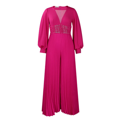 Damen Jumpsuit Plissiert Glitzernd