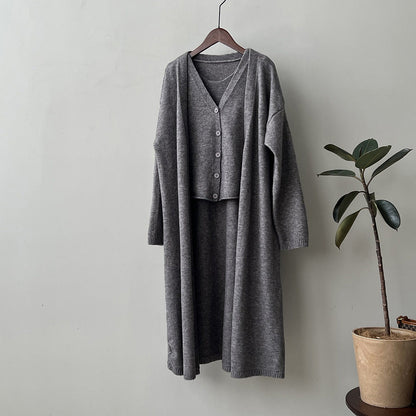 Damen Strickkleid mit Cardigan und Knöpfen Norvielle