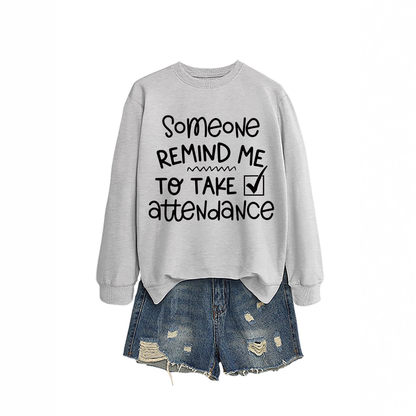 Damen Sweatshirt Witziges Motiv Inspirierender Schriftzug Grau