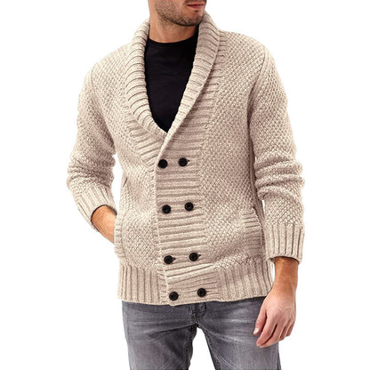 Herren Strickjacke Doppelknopfleiste Strukturiert Komfortabel