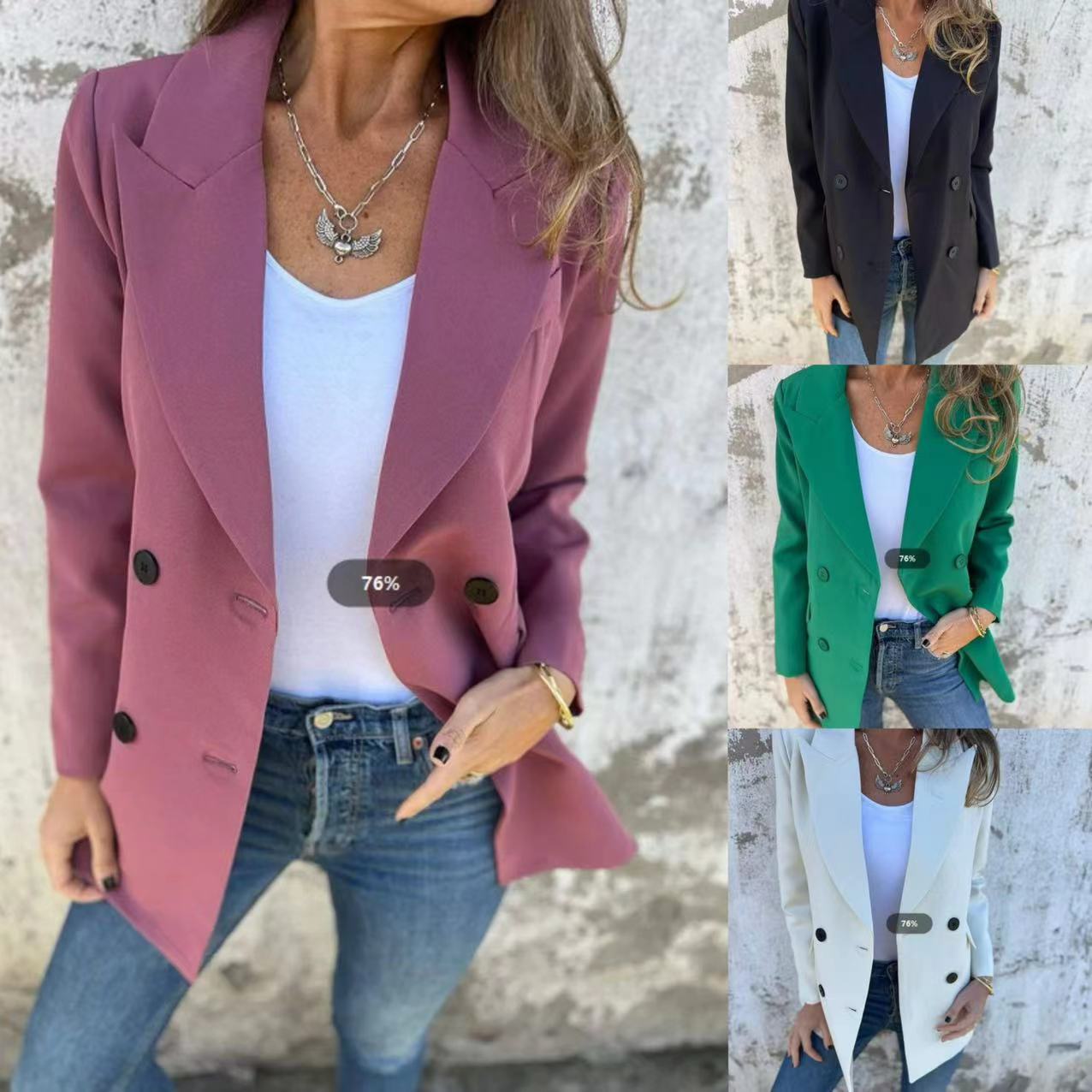 Damen Blazer Doppelter Knopfleiste Stylischer Schnitt Norvielle - Norvielle