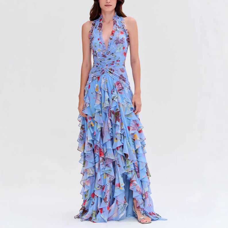 Damen Abendkleid Norvielle Rüschen Schwarz - Norvielle
