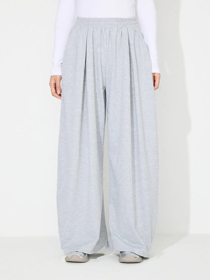 Damen Palazzo-Hose Elastischer Bund Falten
