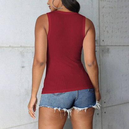 Damen Tanktop V-Ausschnitt Figurbetont Norvielle