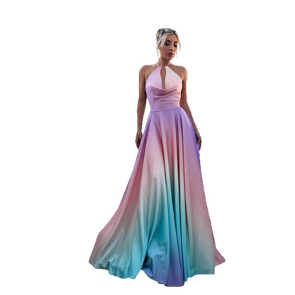 Damen Abendkleid Halterneck Ombre Effekt