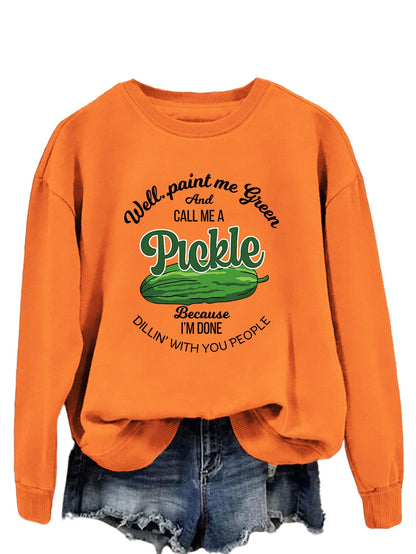 Damen Sweatshirt Gurkenmotiv Kreativer Druck Norvielle