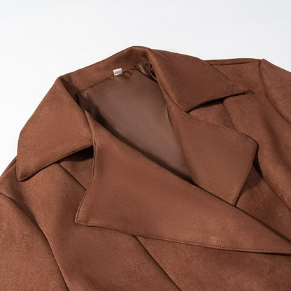 Damen Wildlederjacke Tailliert Gürtel Norvielle