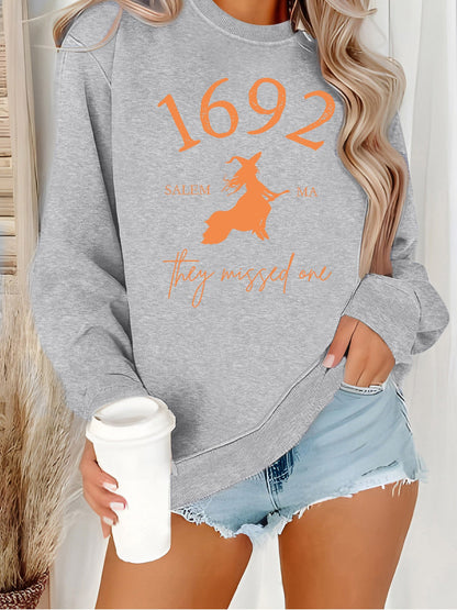 Damen Sweatshirt Witch-Motiv Gemütlicher Schnitt Norvielle