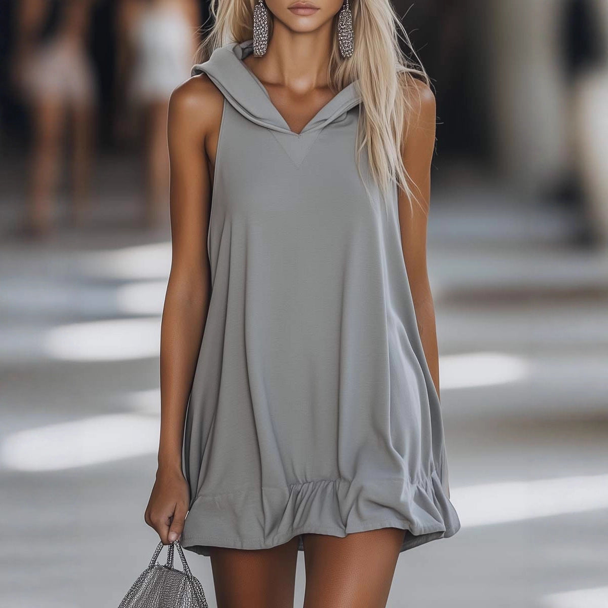 Damen Kapuzenkleid Norvielle