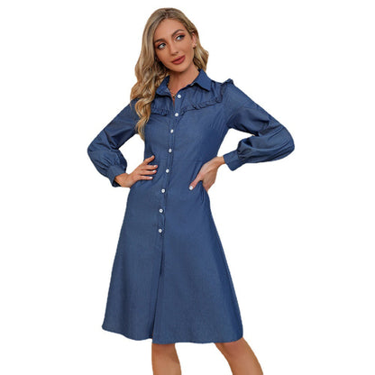 Damen Rüschenkleid Hemdbluse Norvielle