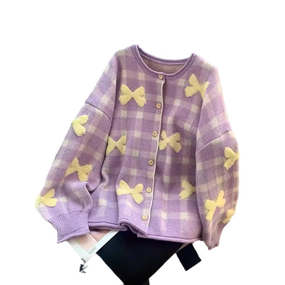 Damen Strickjacke Oversized Herzmuster Norvielle