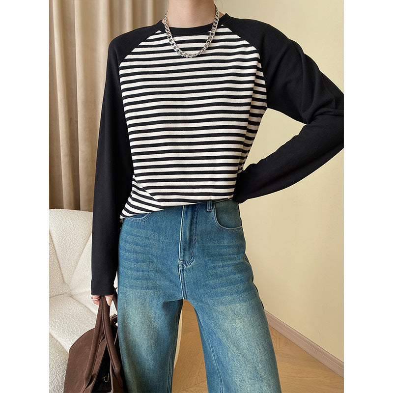 Damen Langarmshirt Gestreift Raglanärmel Modisch Norvielle - Norvielle