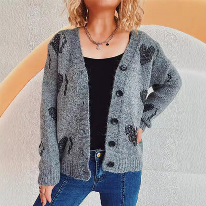 Damen Strickjacke Herzdesign Kuschelig Norvielle