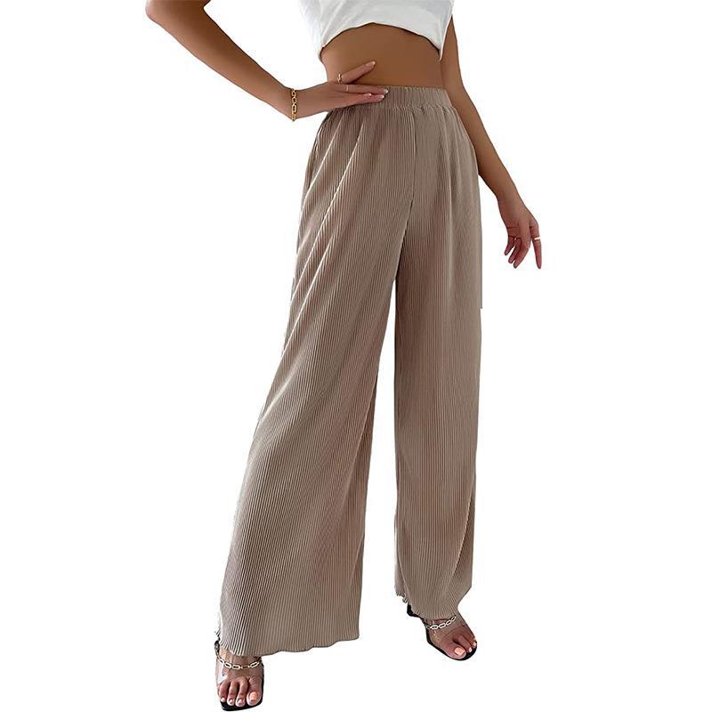 Damen Plissee-Hose Weites Bein Elastischer Bund Norvielle