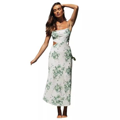 Damen Maxikleid floral Musterung Seitenschlitze Norvielle