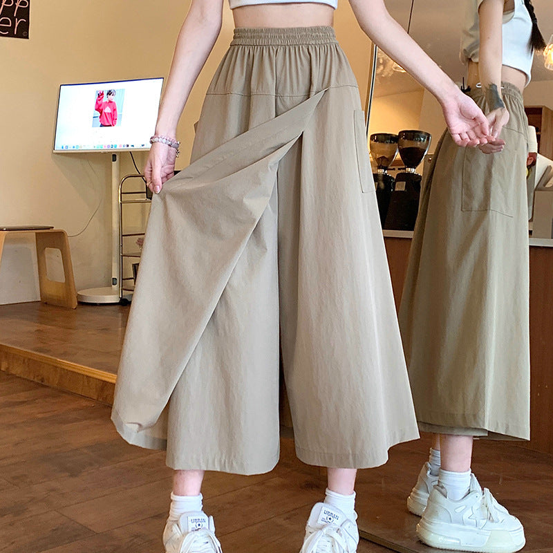 Damen Sommerrock Weit mit hoher Taille und Taschen