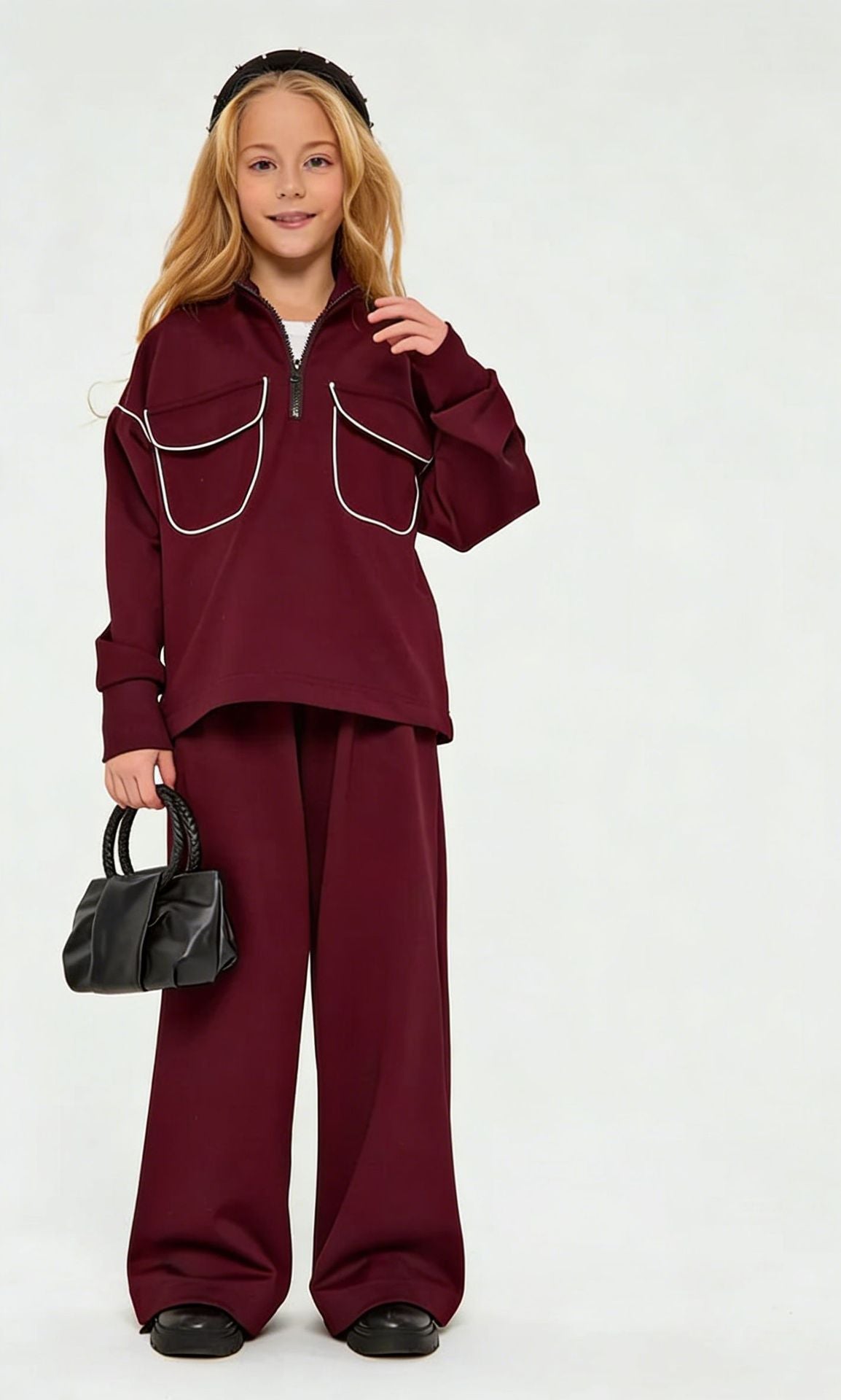 Damen Sportpullover Sweat Halbzipp mit Taschen