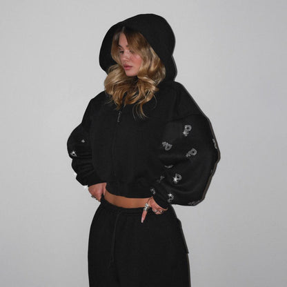 Damen Sweat-Hoodie Sportlich Puffärmel Norvielle