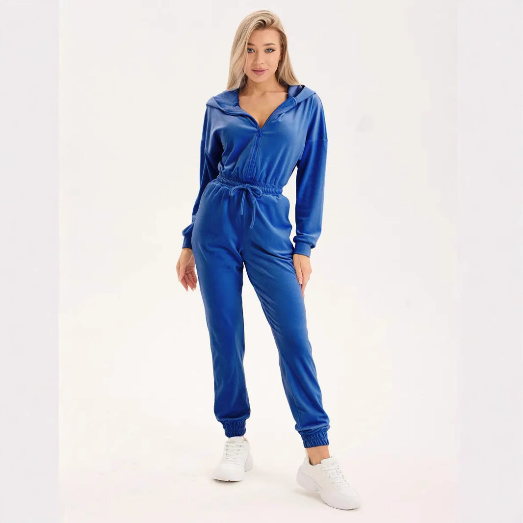 Damen Fleece-Jumpsuit Elastischer Bund Norvielle