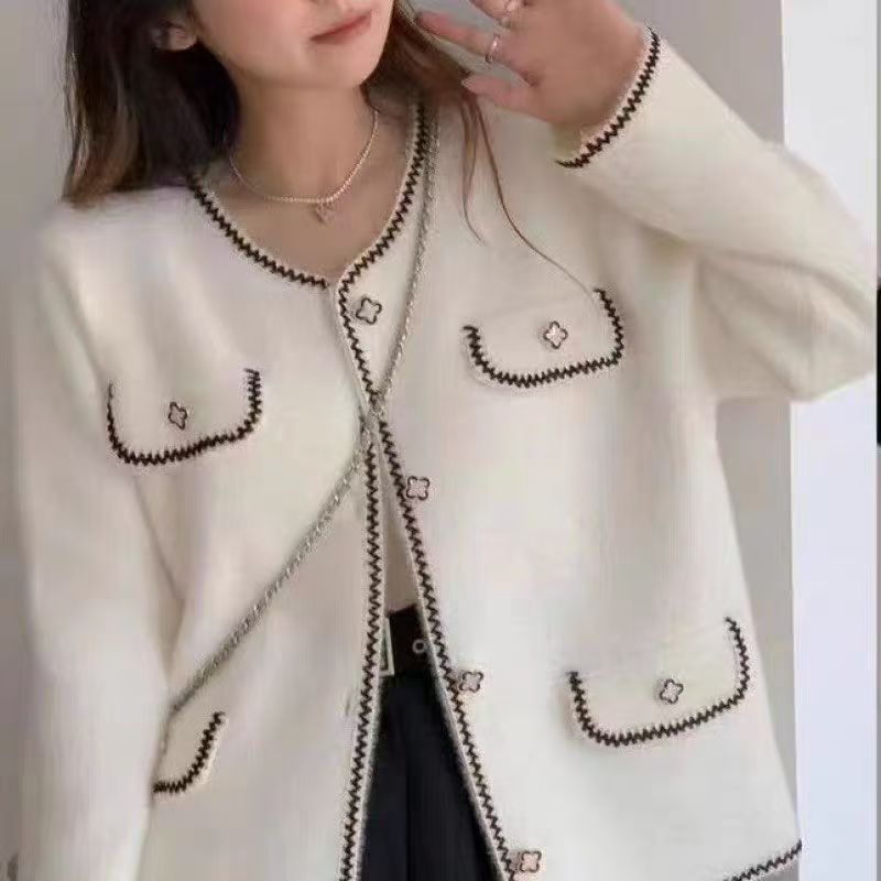 Damen Strickjacke Kontraststich Norvielle