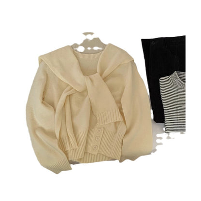Damen Pullover Abnehmbarer Kragen Norvielle