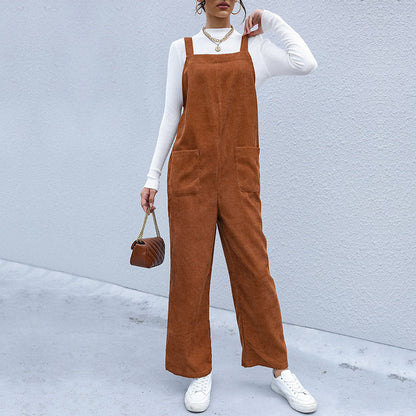 Damen Cordhose Weich Bequem Mit Taschen Schwarz - Norvielle