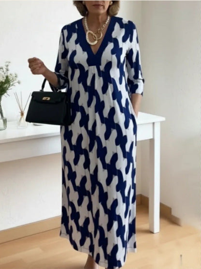 Damen Maxikleid V-Ausschnitt Baumwolle