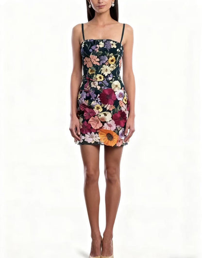 Damen Spitzenkleid Florale Stickerei Transparent