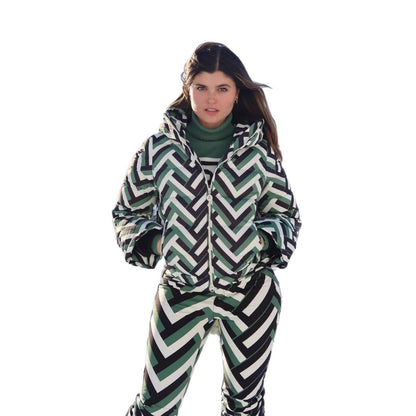 Damen Steppjacke mit Kapuze Geometrisches Muster