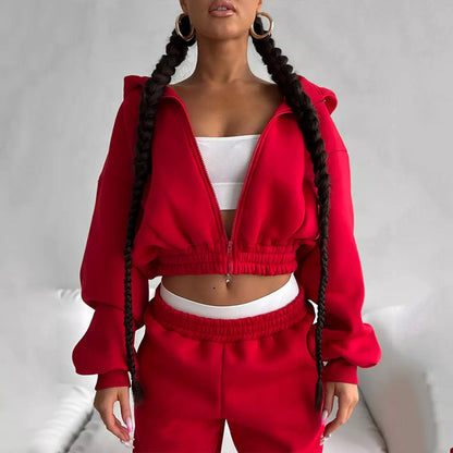 Damen Fleece-Jumpsuit Sportlich Kapuze Weite Passform Norvielle