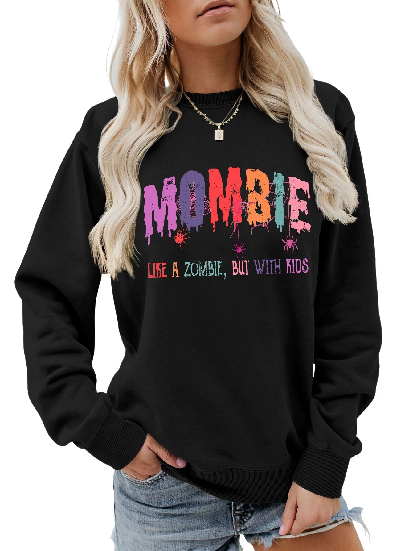 Damen Sweatshirt Zombie Motiv Norvielle