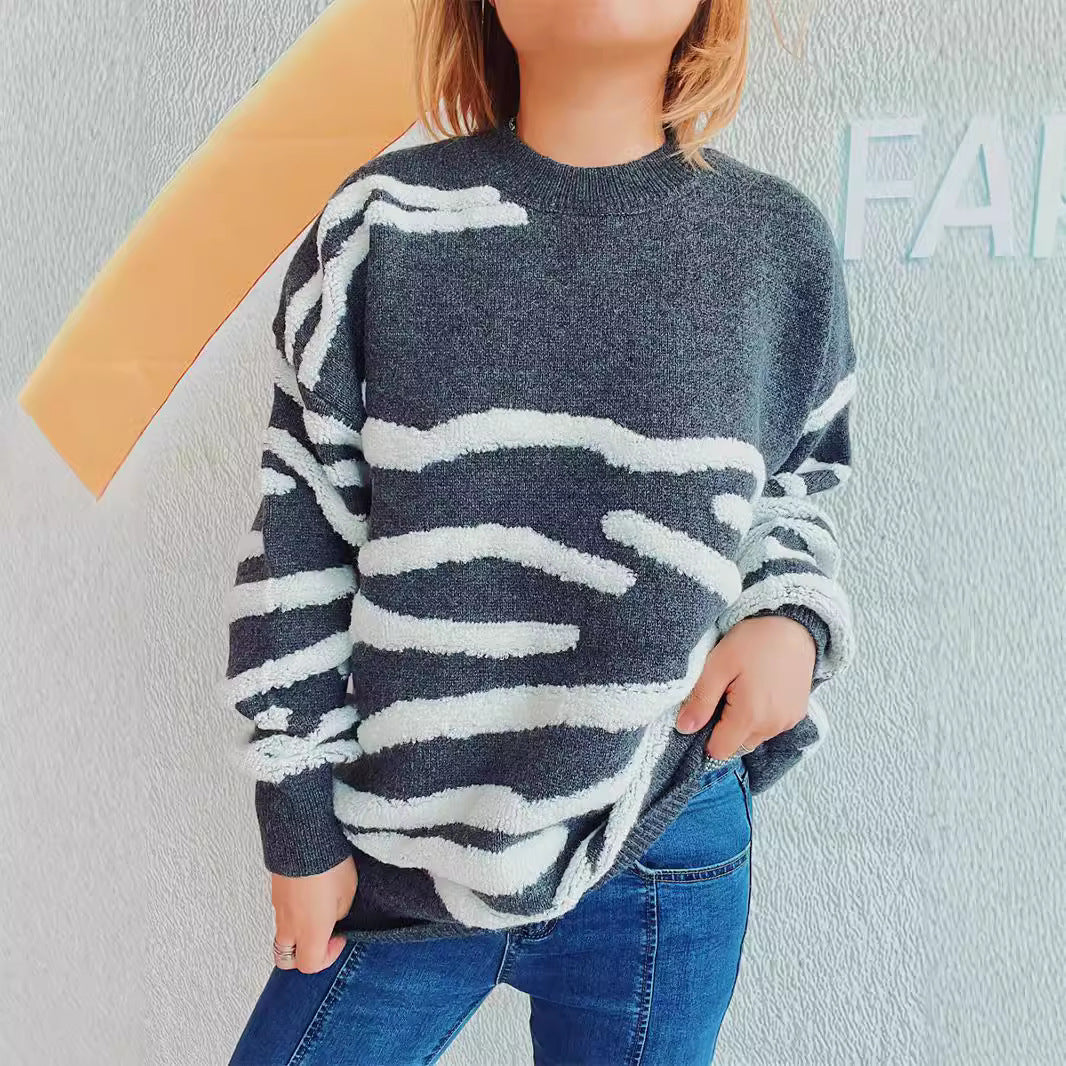 Damen Strickpullover Zebramuster Norvielle