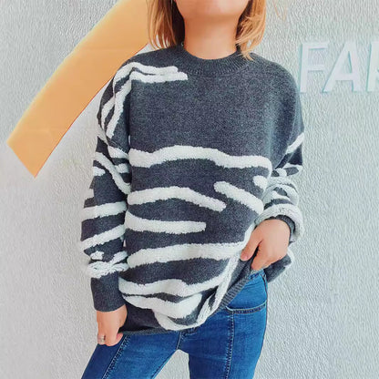 Damen Strickpullover Zebramuster Norvielle